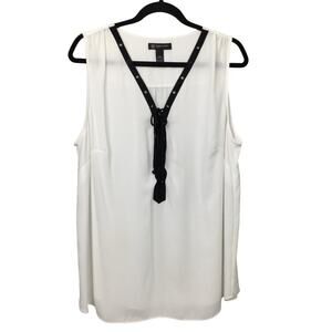 INC Indie Sleaze Festival Feminine Edgy Sheer Lace Up V-neck Sleeveless Top 16W